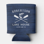 Rustikaler Familienname Lake House Navy Blue Wood Dosenkühler (Rückseite)