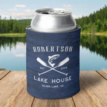 Rustikaler Familienname Lake House Navy Blue Wood