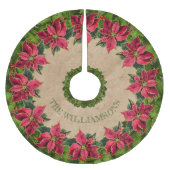Rustikaler Familienname Poinsettia Holly Berry Wre Polyester Weihnachtsbaumdecke (Vorderseite)