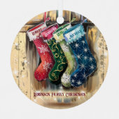 Rustikaler Familienname Twinkle Weihnachten Ornament Aus Metall (Vorderseite)