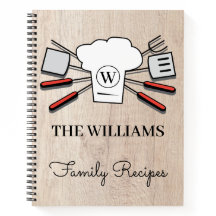 Rustikaler Familienname und Monogram Cookbook Koch