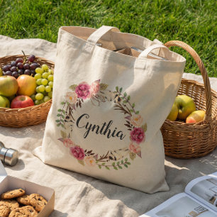 Rustikaler Feder-Boho-Blumenkranz Brautjungfer Tragetasche