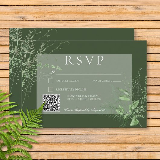 Rustikaler Fern Foliage Emerald Green RSVP Karte