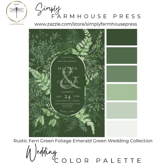 Rustikaler Fern Green Foliage Emerald QR Code All In One Einladung