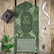 Rustikaler Fern Green Foliage Emerald QR Code