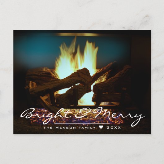 Rustikaler Feuerplatz Holz gemütliche warme Ferien Postkarte (Vorderseite)
