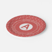 Rustikaler Firmenurlaub Winter Rot Pappteller (Schrägansicht)