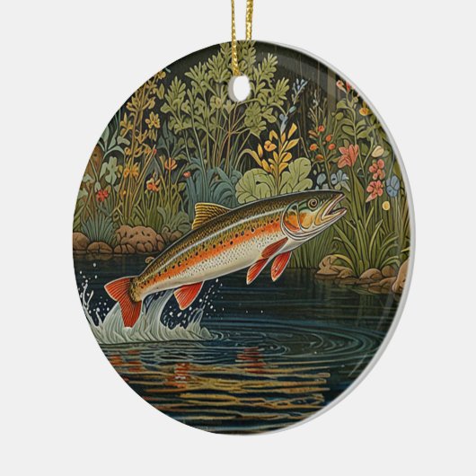 Rustikaler Fischfang Keramik Ornament (Links)