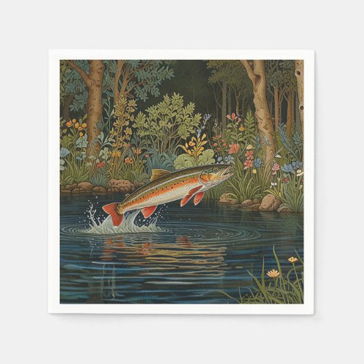 Rustikaler Fischfang Serviette (Vorderseite)