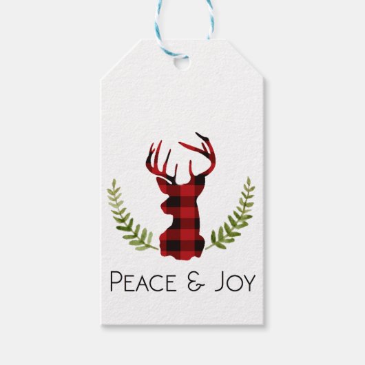 Rustikaler Flannel Buck | Urlaub Geschenkanhänger (Vorderseite)