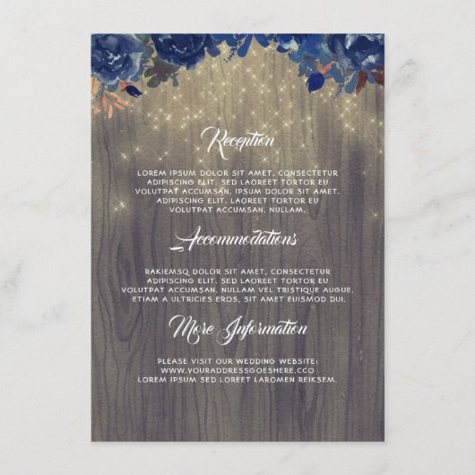 Rustikaler Flora-Hochzeitsgast Begleitkarte (Vorderseite)