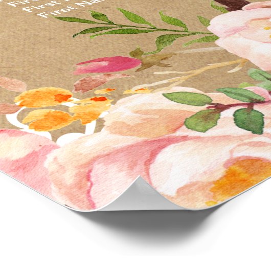 Rustikaler, floraler Kraftlook | Hochzeitssitzdiag Poster (Ecke)