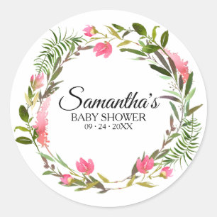 Rustikaler Floraler Kranz Baby Shower Runder Aufkleber