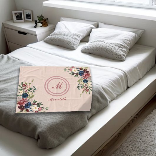 Rustikaler Florals Erntedank Custom Monogram Fleecedecke