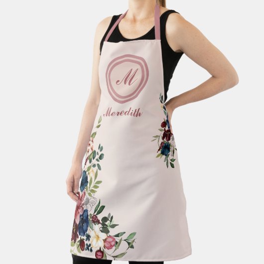 Rustikaler Florals Erntedank Custom Monogram Schürze (InSitu)
