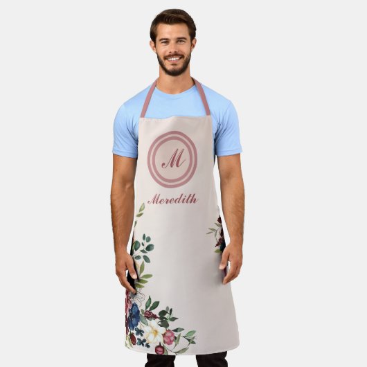 Rustikaler Florals Erntedank Custom Monogram Schürze (Getragen)