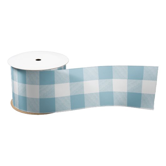 Rustikaler Fluss Blau-Buffalo-Karo Satinband (Spule)