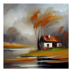 Rustikaler Fluss Retreat Poster