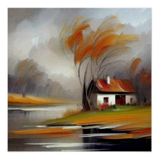 Rustikaler Fluss Retreat Poster (Vorderseite)