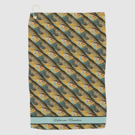 Rustikaler Forellenfisch Vintages Aquarellmuster Golfhandtuch (Vorderseite)