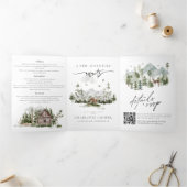 Rustikaler Forest Mountain Camp Junggeselinnen-Abs Dreifach Gefaltete Einladung (Innenseite)