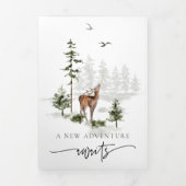 Rustikaler Forest Mountain Camp Junggeselinnen-Abs Dreifach Gefaltete Einladung (Cover)