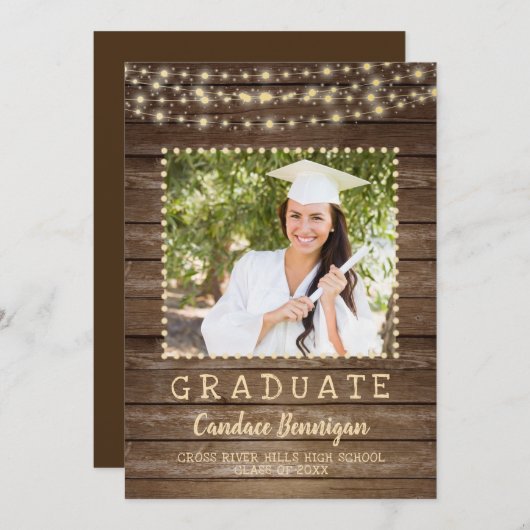 Rustikaler Foto Abschluss Ankündigung (Vorne/Hinten)