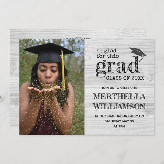 Rustikaler Foto Abschluss Einladung (Vorne/Hinten)