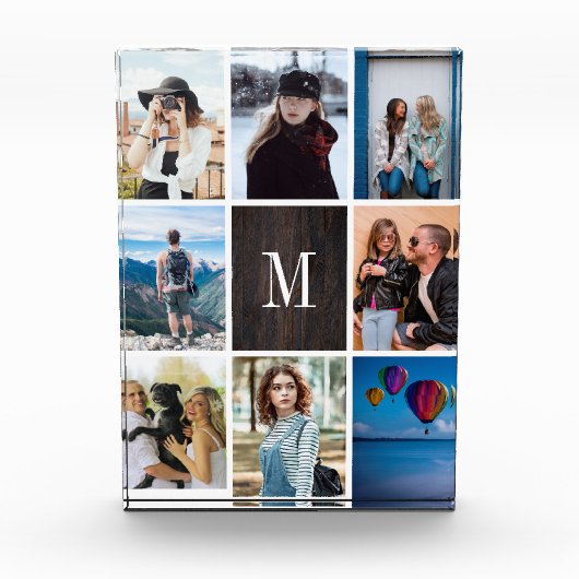 Rustikaler Foto-Collagen-Monogramm-Foto-Block des Fotoblock (Vorderseite)