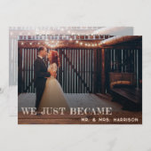 Rustikaler Foto Empfang nur verheiratet Einladung (Vorne/Hinten)