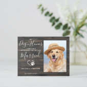 Rustikaler Foto Hund Ehrenfrau Hochzeit Verlobung Ankündigungspostkarte (Stehend Vorderseite)