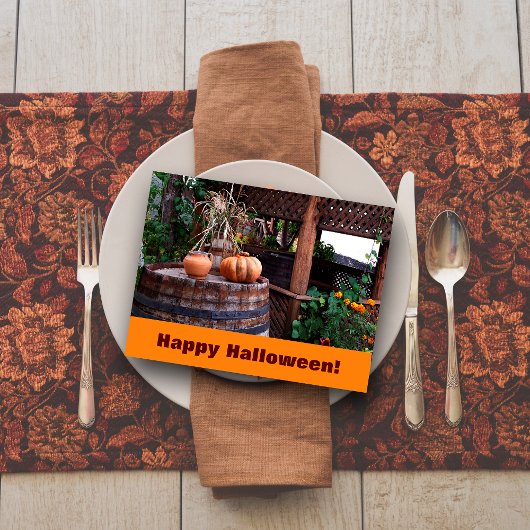 Rustikaler Foto-Orangenkürbis Postkarte