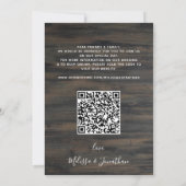 Rustikaler Foto QR-Code für Haustiere zum Hochzeit Einladung (Rückseite)