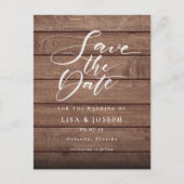 Rustikaler Foto QR-Code Save the Date Postkarte (Vorderseite)