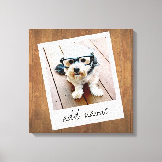 Rustikaler Foto-Rahmen mit quadratischem Instagram Leinwanddruck (Vorderseite)