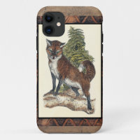 Rustikaler Fox, der auf einen Baum-Stamm tritt