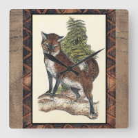 Rustikaler Fox, der auf einen Baum-Stamm tritt
