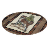 Rustikaler Fox, der auf einen Baum-Stamm tritt Schneidebrett (Ecke)