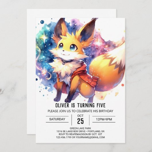 Rustikaler Fox Geburtstag Einladung (Vorne/Hinten)