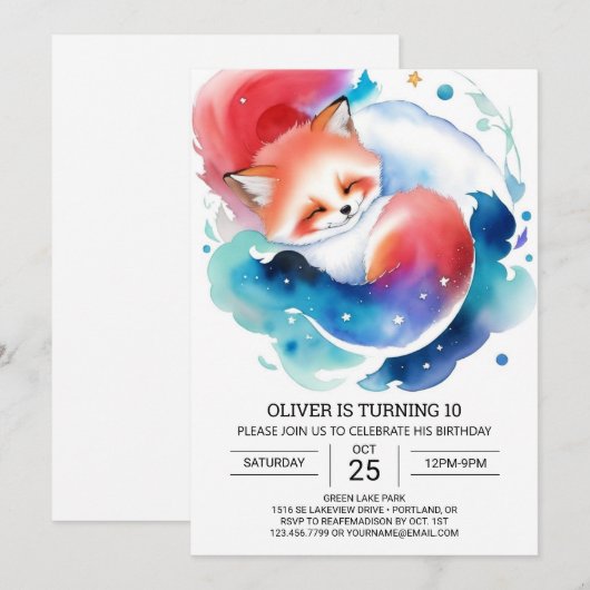 Rustikaler Fox-Kindergeburtstag Fiesta Einladung (Vorne/Hinten)