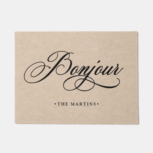 Rustikaler französischer Skript-Kraftpapier-Blick Fußmatte (Vorderseite)