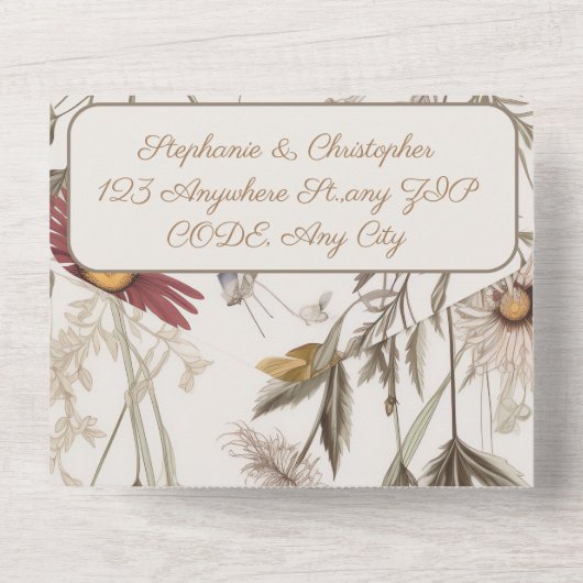 Rustikaler französischer Stil Alles in einer Hochz All In One Einladung (Rückseite)