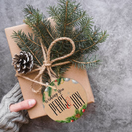 Rustikaler Frieden und Freude Red Berries Blätter  Geschenkanhänger