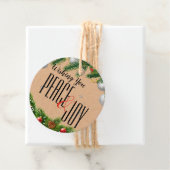 Rustikaler Frieden und Freude Red Berries Blätter Geschenkanhänger (Beispiel)