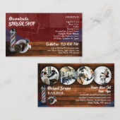 Rustikaler Friseurladen Razor Brush Pole Foto Visitenkarte (Vorne/Hinten)