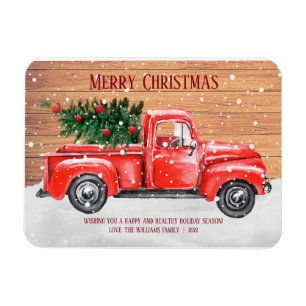 Rustikaler Frohe Weihnachten Baum Vintage roter LK Magnet