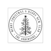 Rustikaler Frohe Weihnachten Kiefernbaum Gummistempel (Prägung)