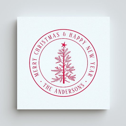 Rustikaler Frohe Weihnachten Kiefernbaum Gummistempel