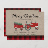 Rustikaler froher Weihnachten Karierter Feiertag Postkarte (Vorne/Hinten)