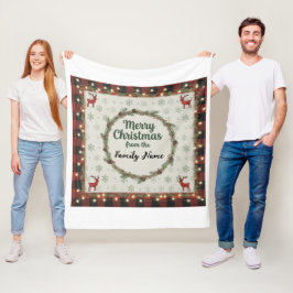 Rustikaler froher Weihnachten Personalisierter Url Fleecedecke